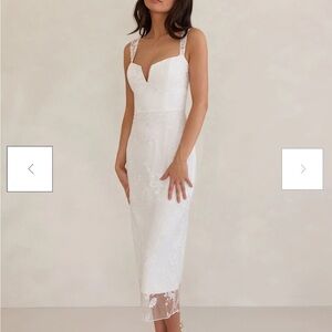 Elegant White Lace Midi Dress
